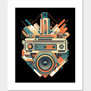 Unisex Retro T-shirt With Boombox | Vintage Design Posters and Art